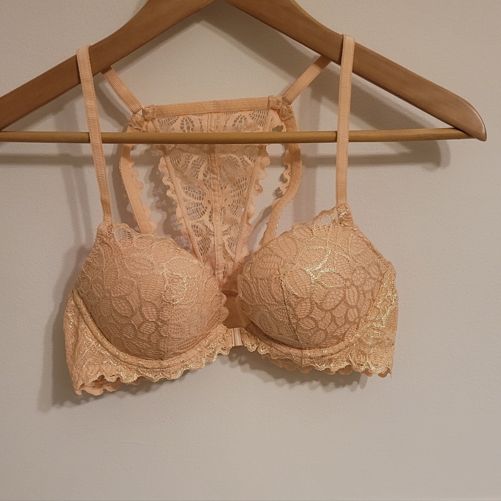 PINK Victoria's Secret Lace Bra in Pink/Gold Size 34B
